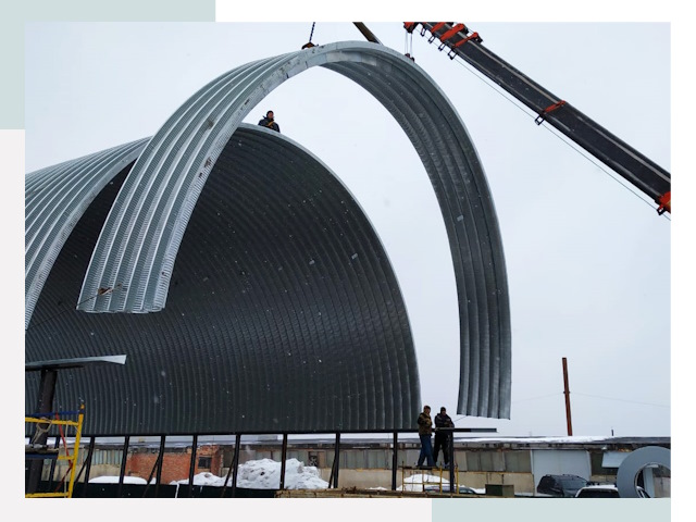 Полукруглые ангары в Усолье-Сибирском